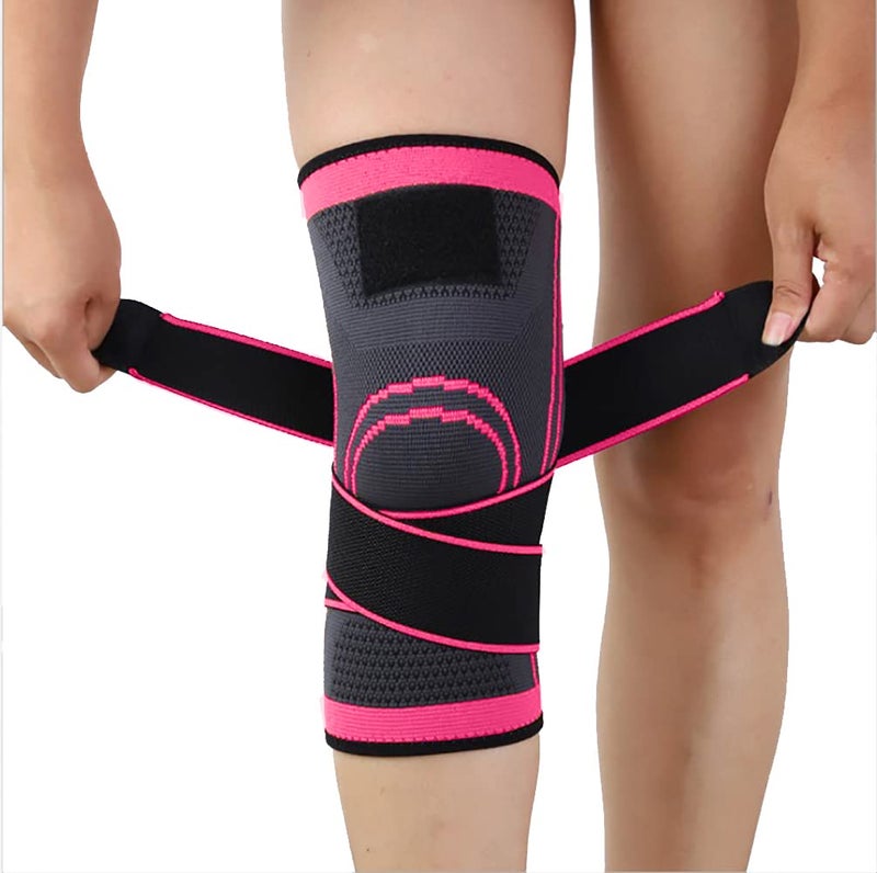 NuVigor Knee Support Brace,Compression Knee Sleeves for Men/Women,Knee Brace for Pain,Arthritis, Joint Pain, Ligament Injury, Meniscus Tear, ACL, MCL, Tendonitis, Running, Sports(Pink,XXL)